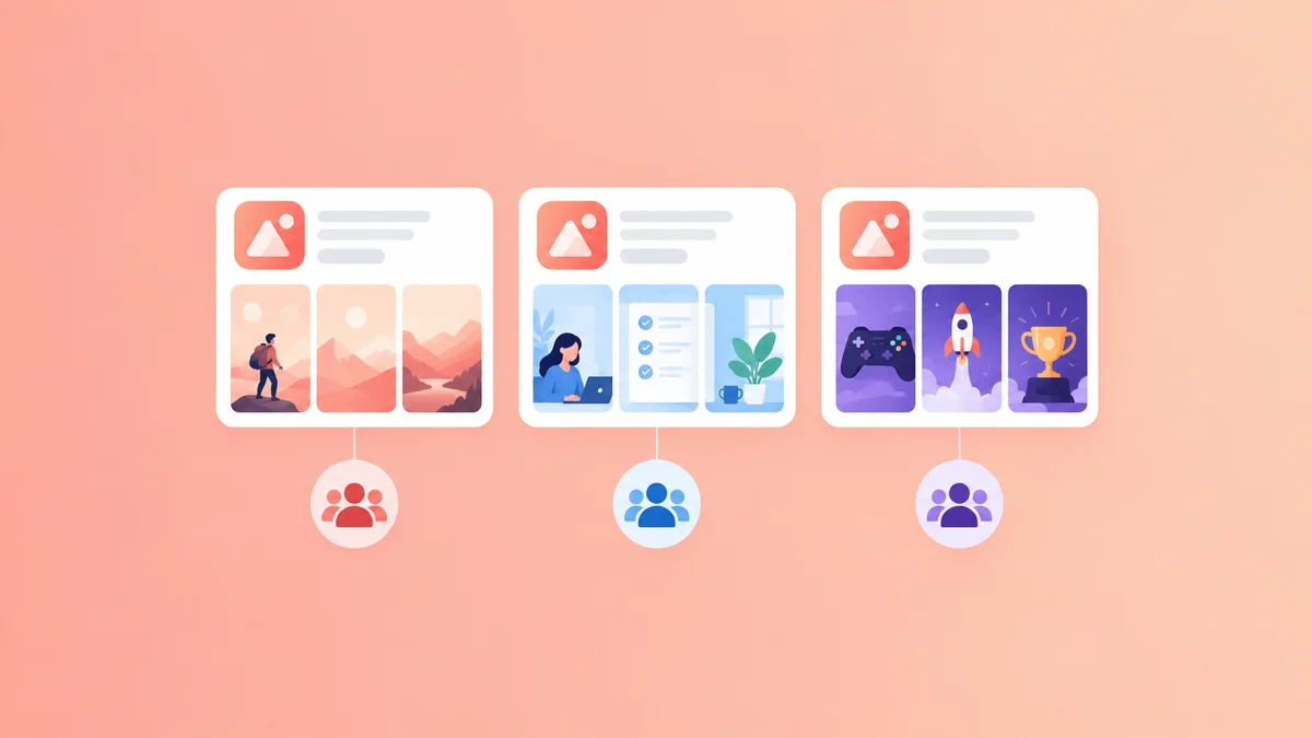 Coral app listing variants connected to different audience groups